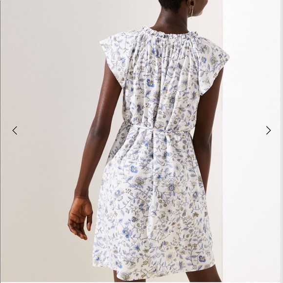 NWT LOFT Floral Ruffled Split neck Dress w/o belt - Picture 2 of 5
